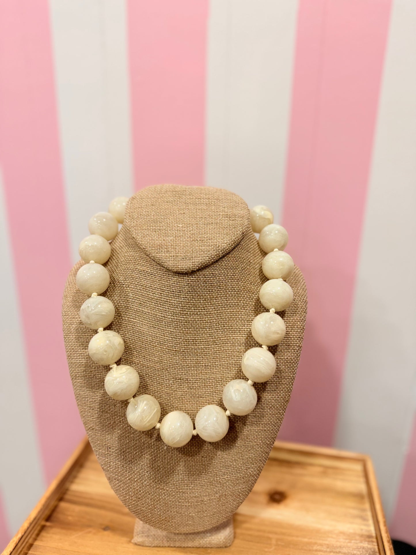 Ivory Marble Ball Necklace