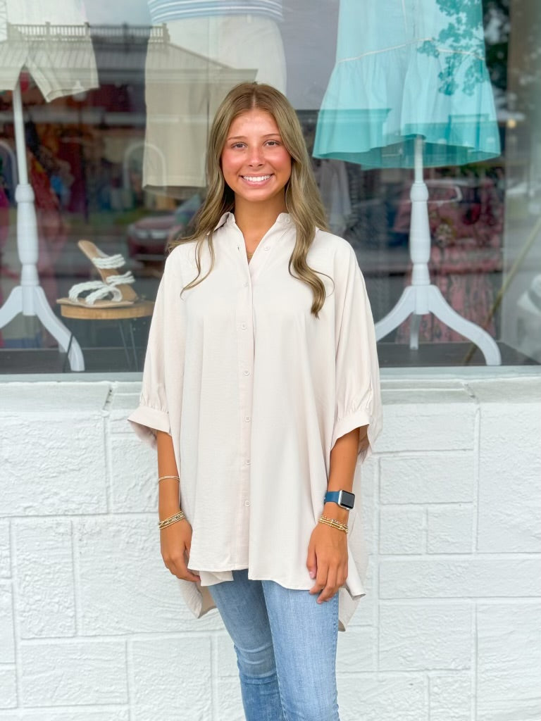 Ecru oversized tunic top