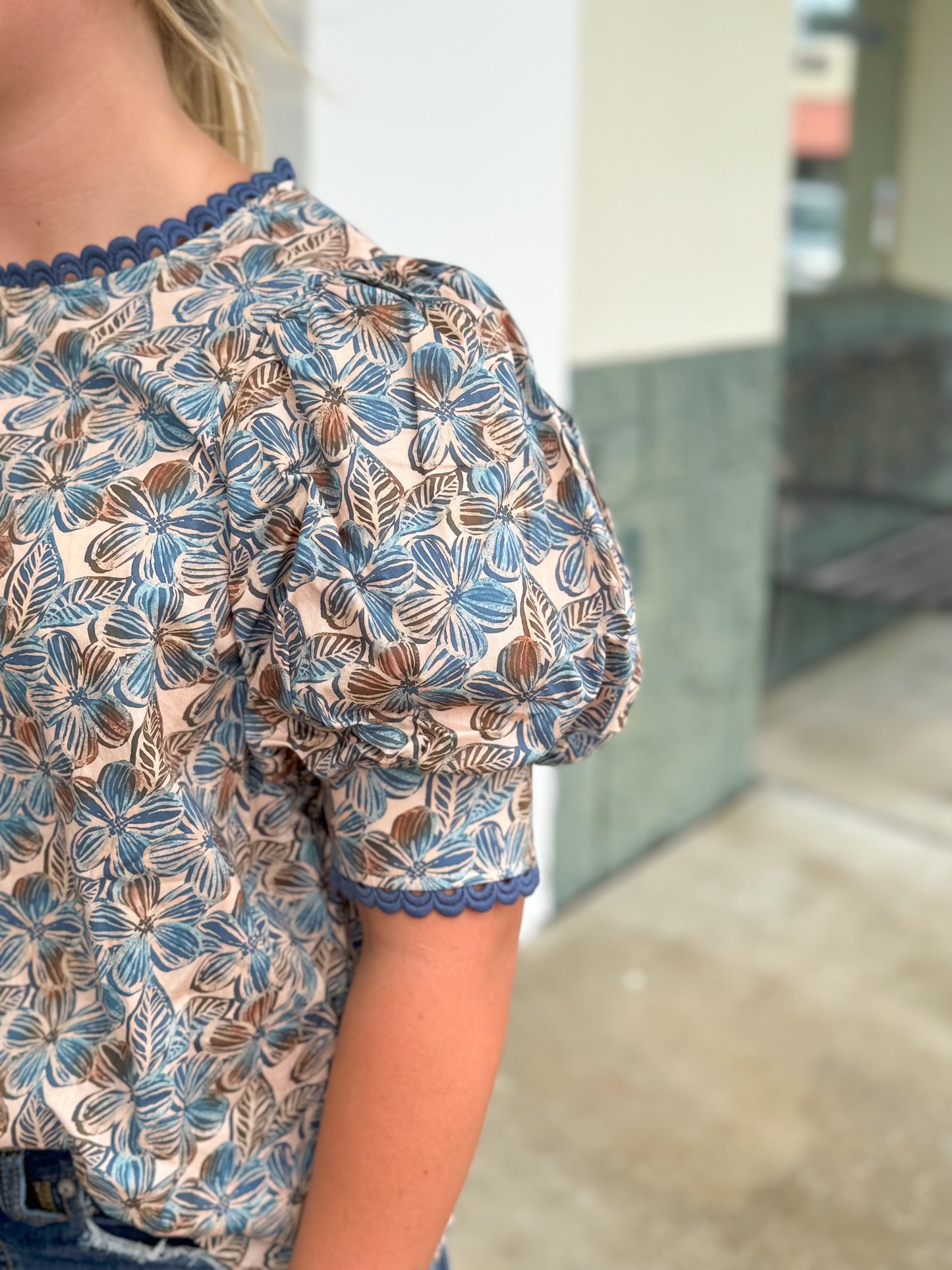 Laurie teal floral top