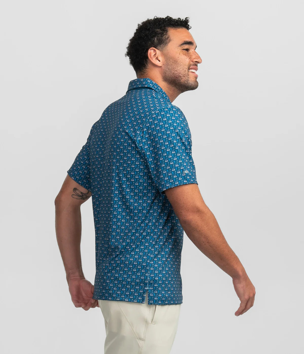 Perfect Round Printed Polo - Blue Fusion