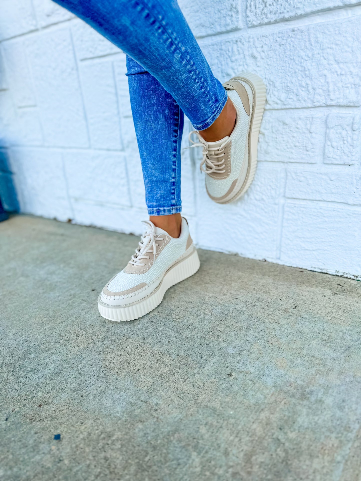 Cele cream pearl sneakers