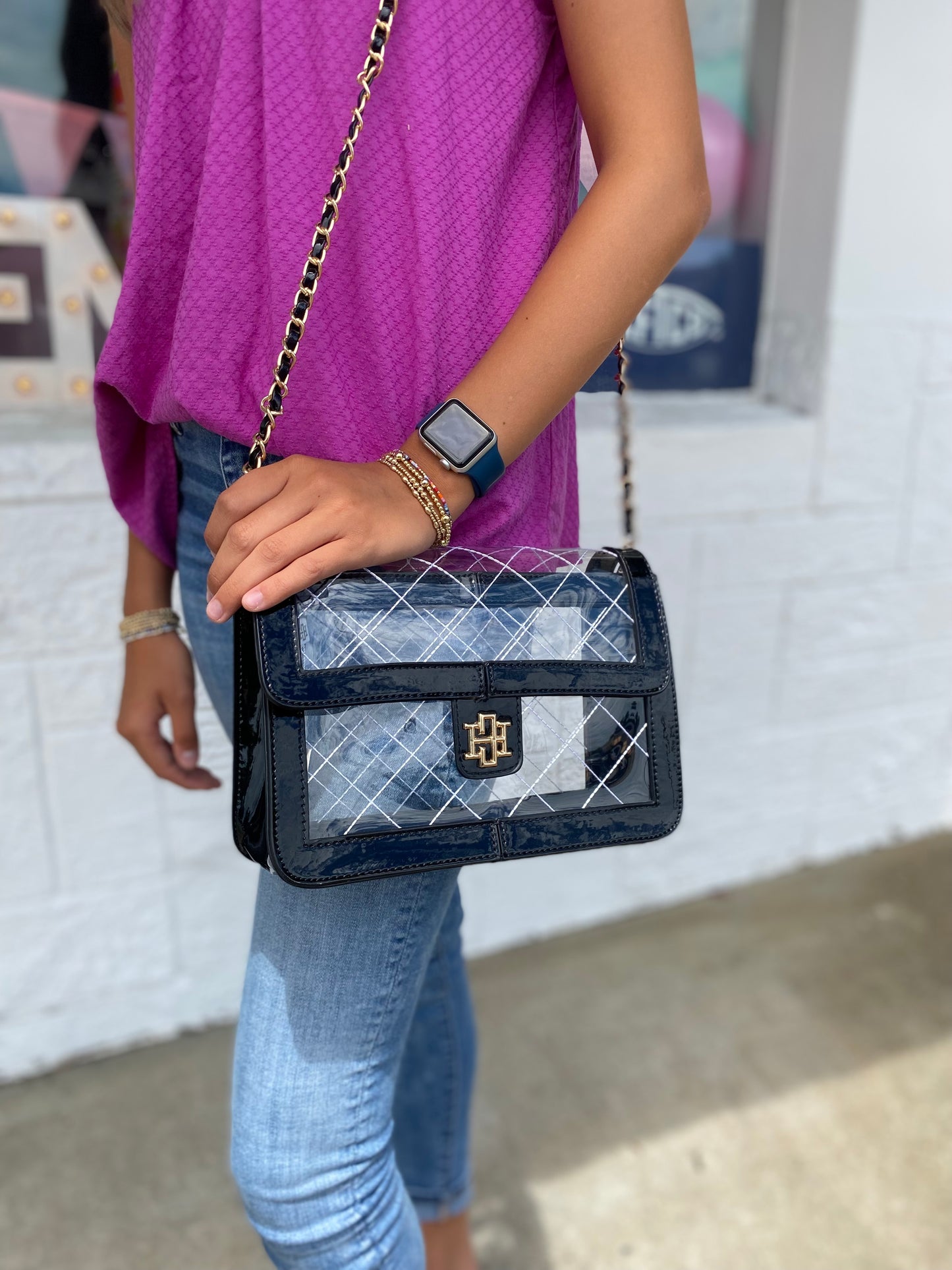 Quinn quilted clear bag