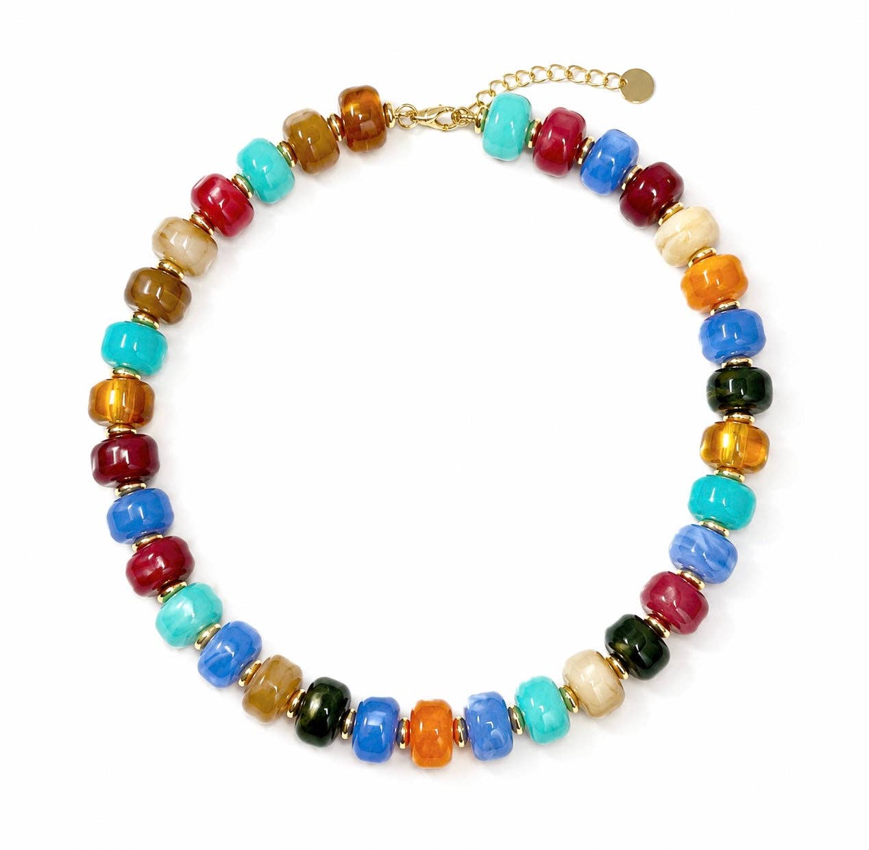 Colorful Coastal Chunky Beaded Statement Necklace