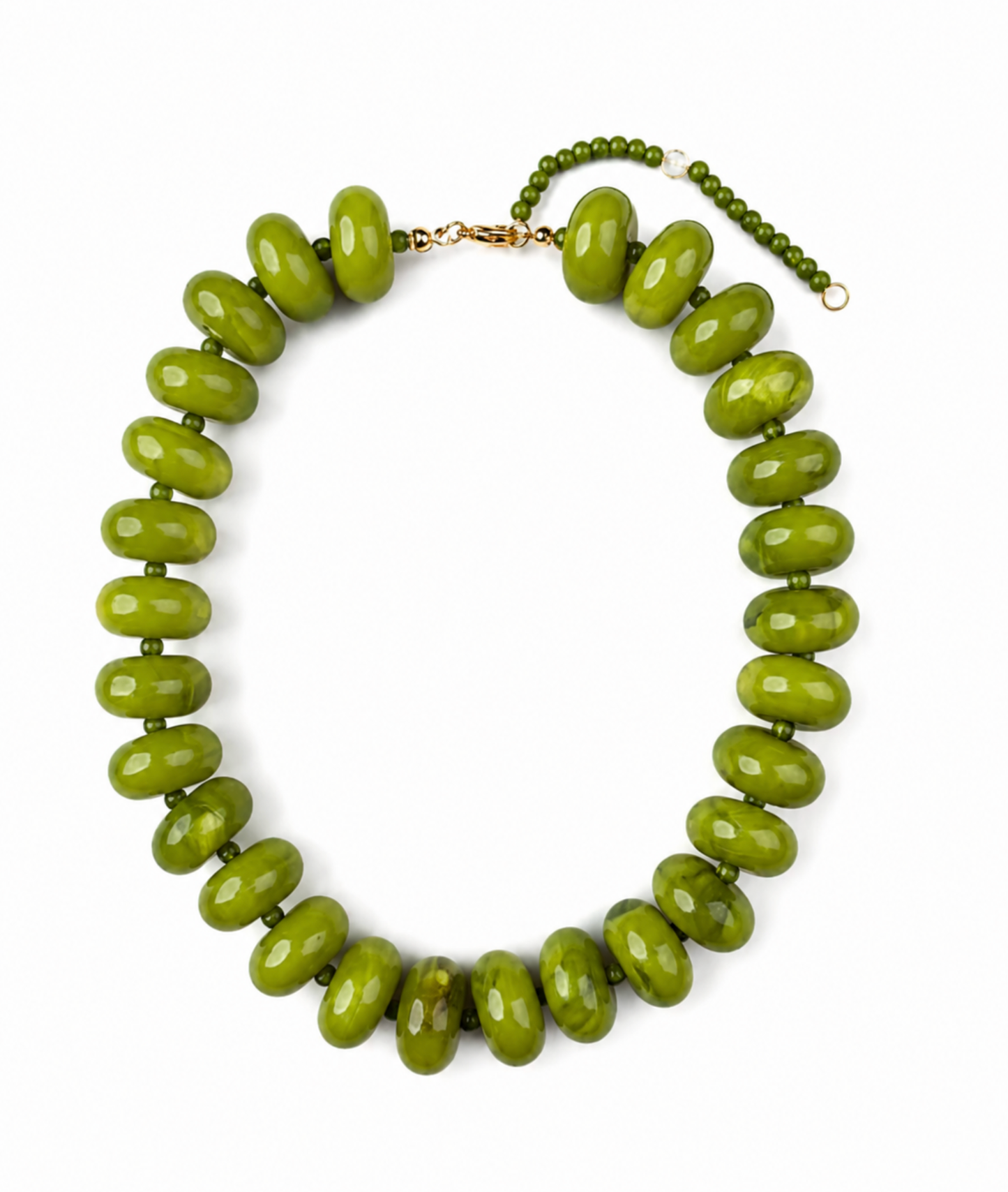 Polished Bead Statement Necklace | Apple Green