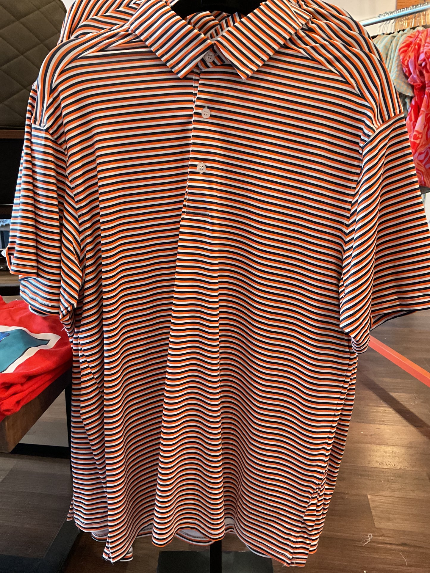 Orange,Navy, & White Performance Polo