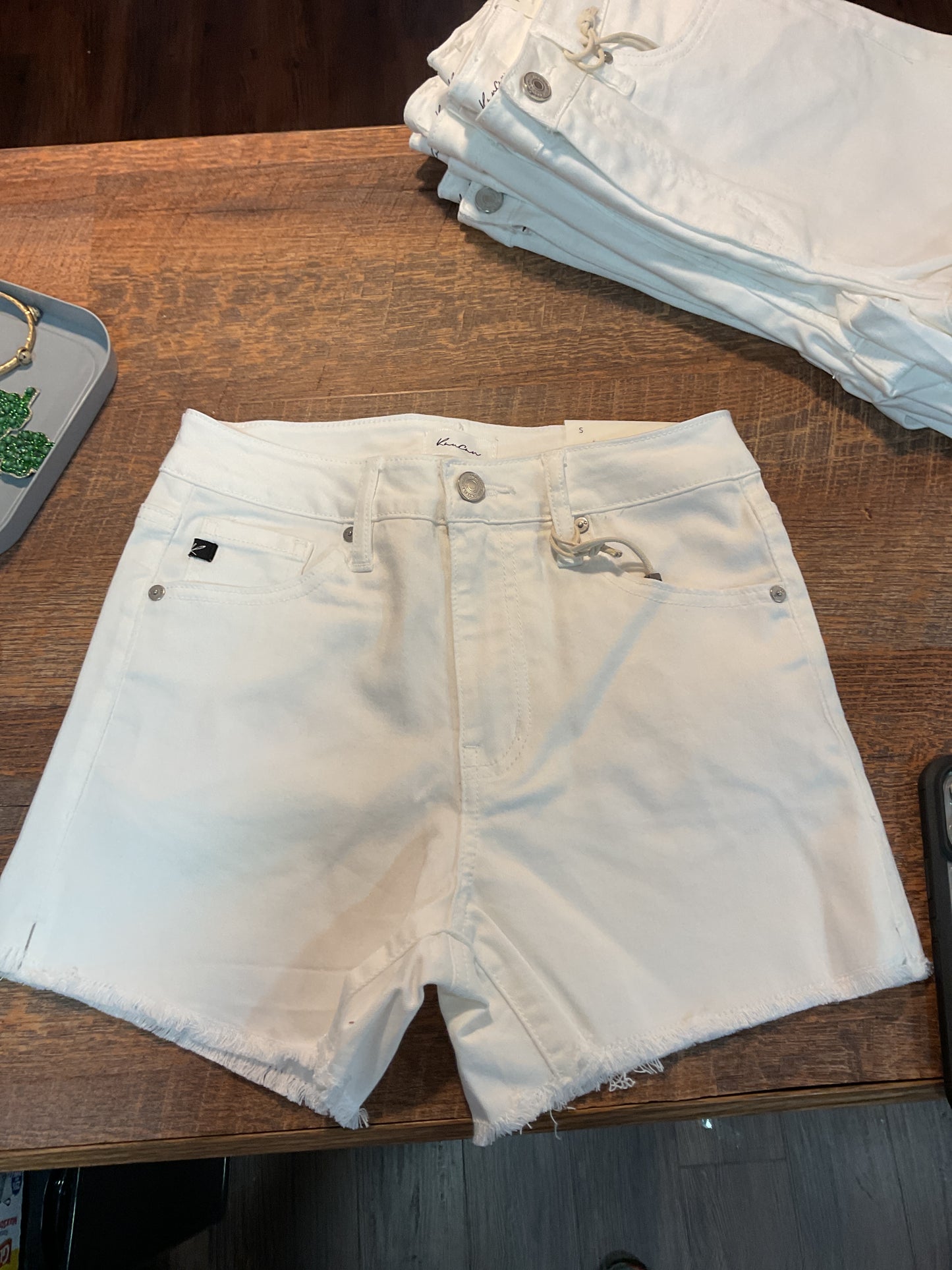 White High Rise Shorts