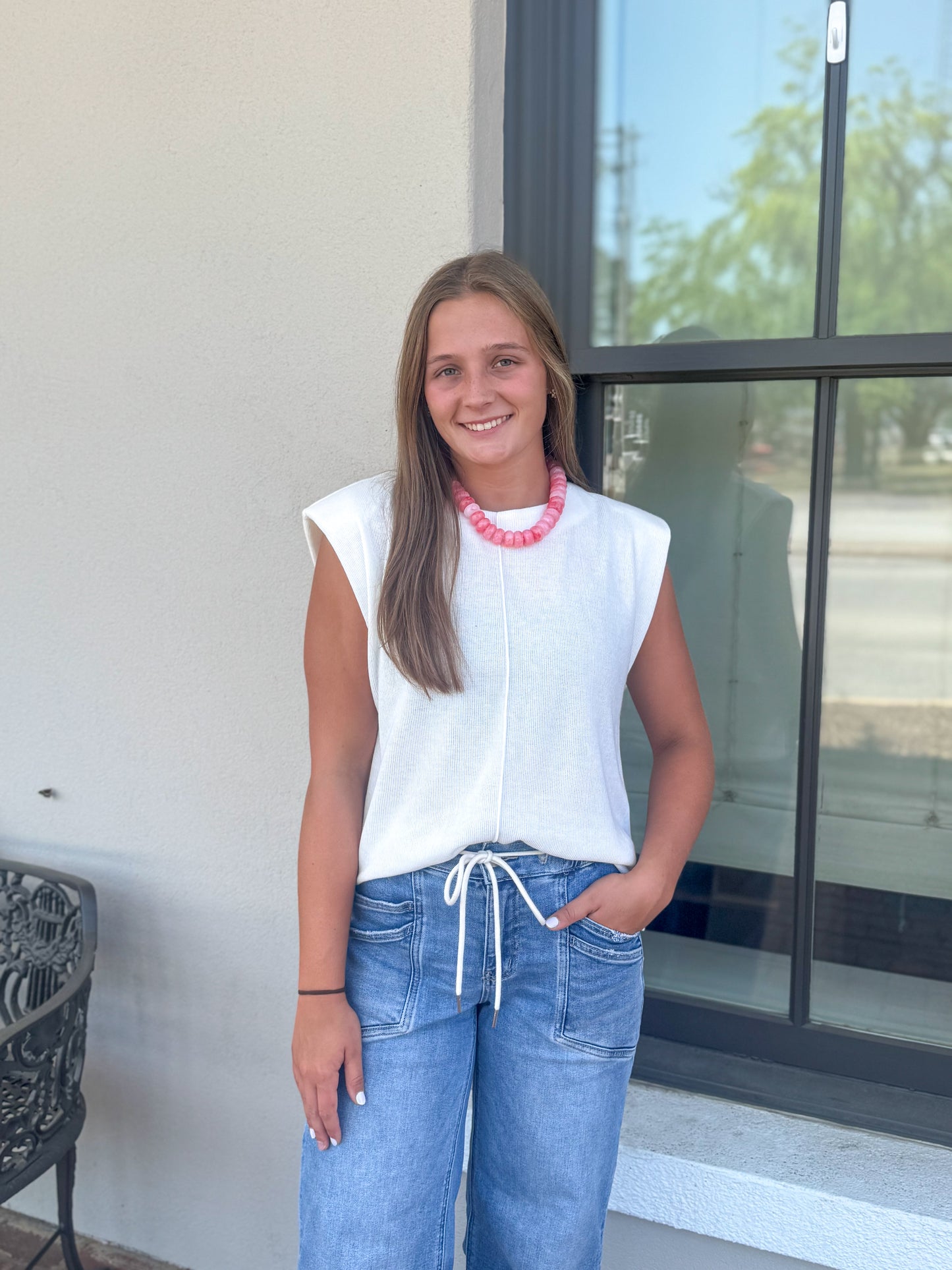 White Amelia Knot Top