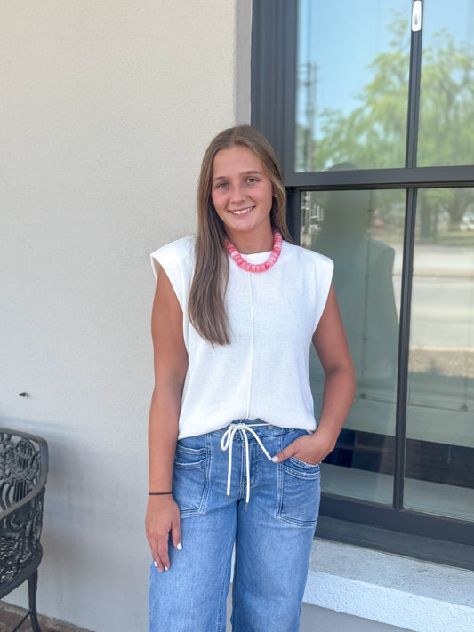 White Amelia Knot Top