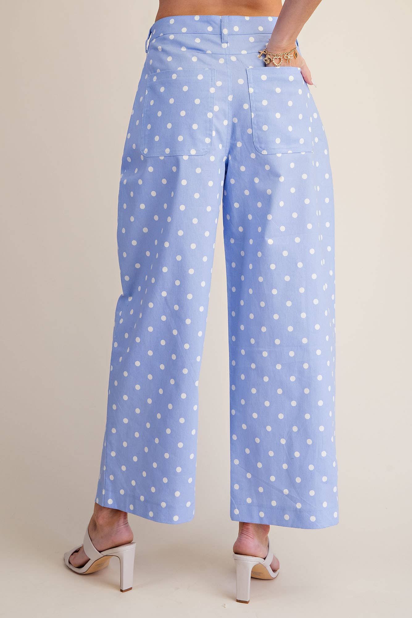 Casual Pants High Waist Barrel Leg Polka Dot Stretch