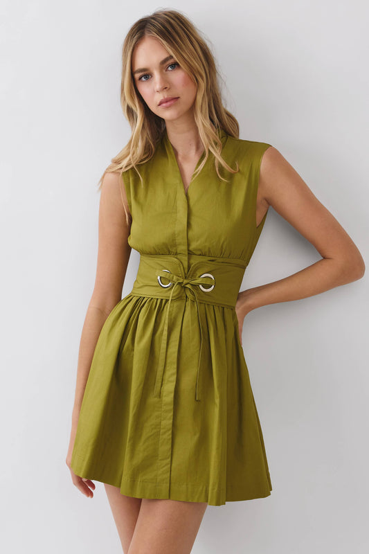 Olive Belted Mini Dress