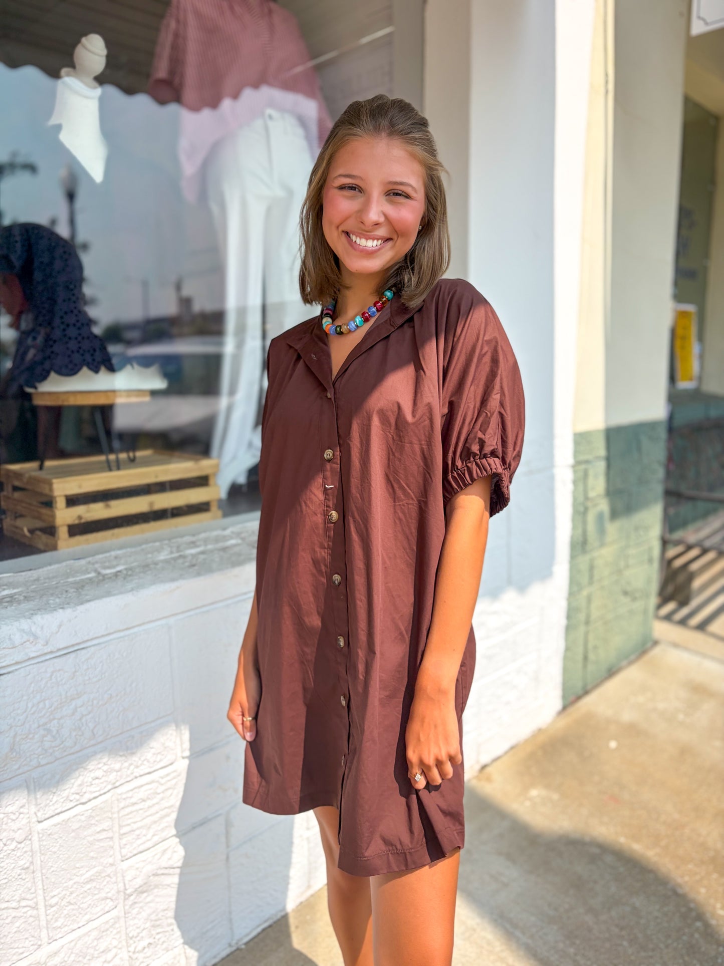 Mocha Brown Mini Dress
