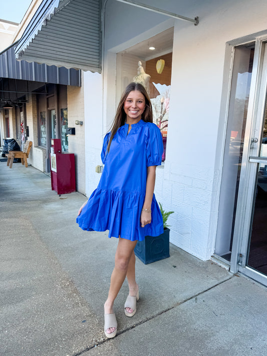 Indigo Blue Tiered Mini Dress