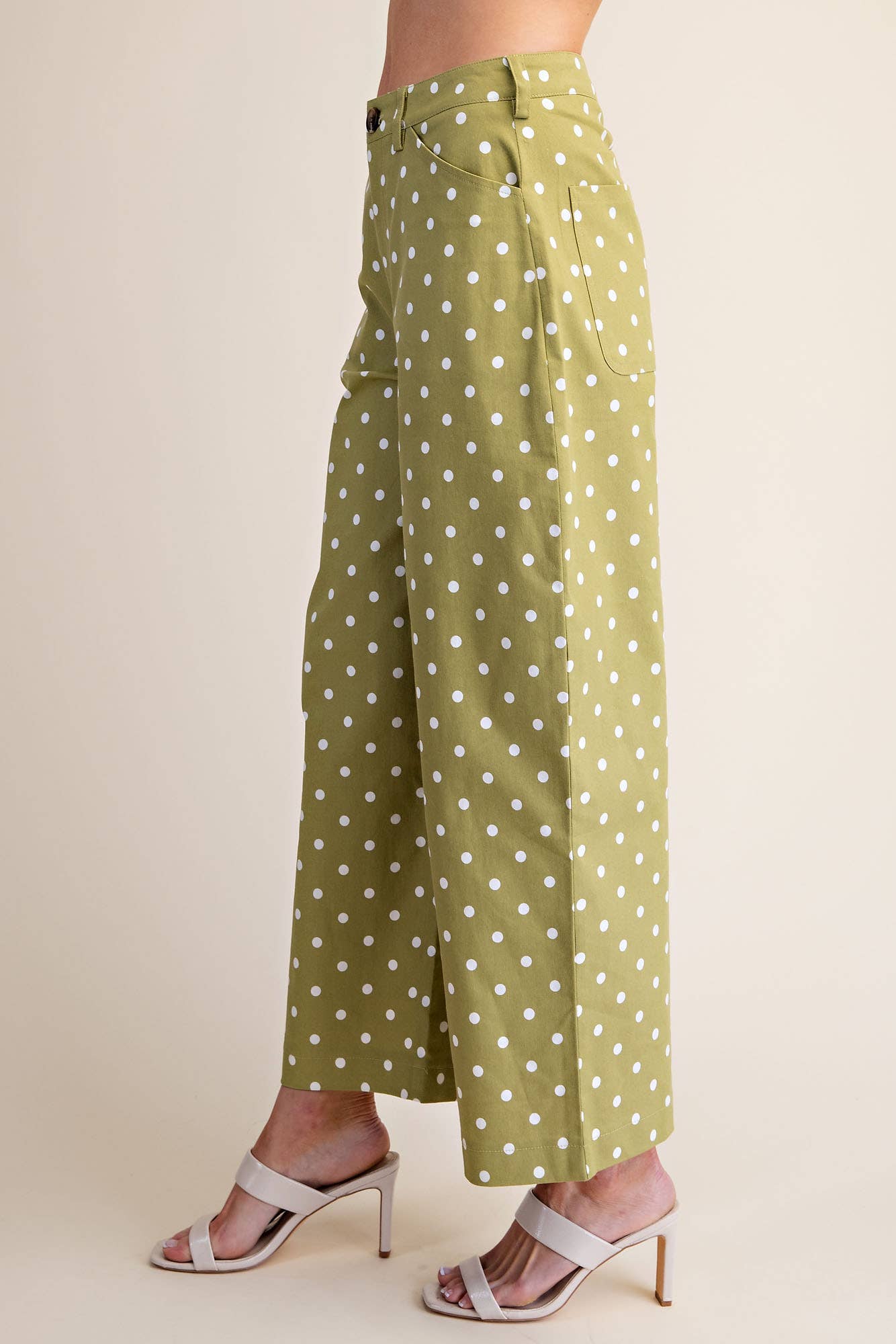 Casual Pants High Waist Barrel Leg Polka Dot Stretch