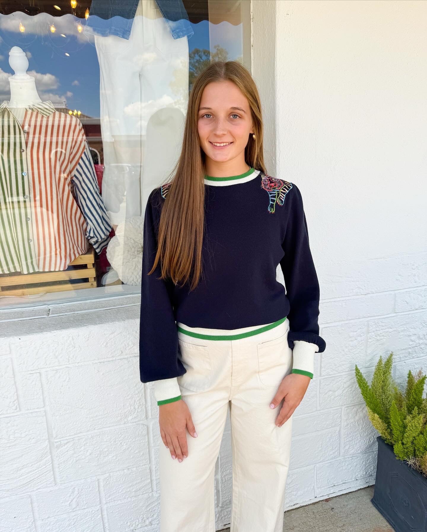 Tiger Color Block Knit Top