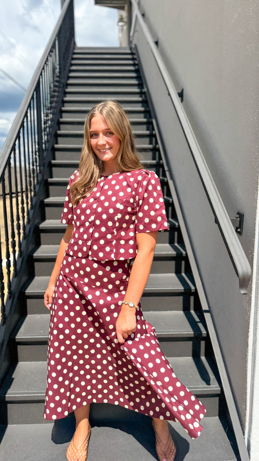 Wine Polka Dot Skirt