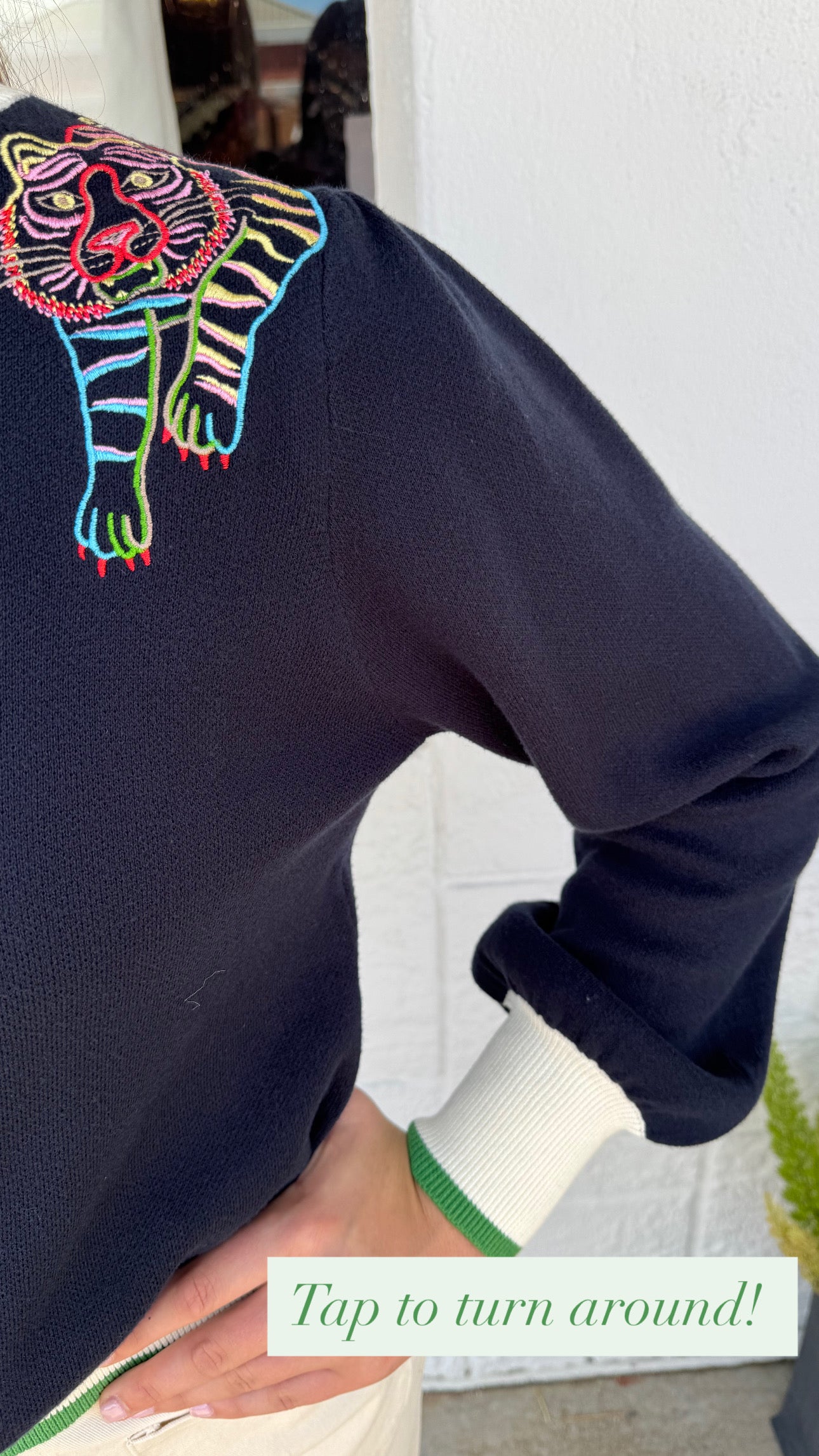 Tiger Color Block Knit Top