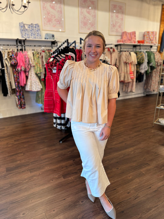 Ecru Pleated Top