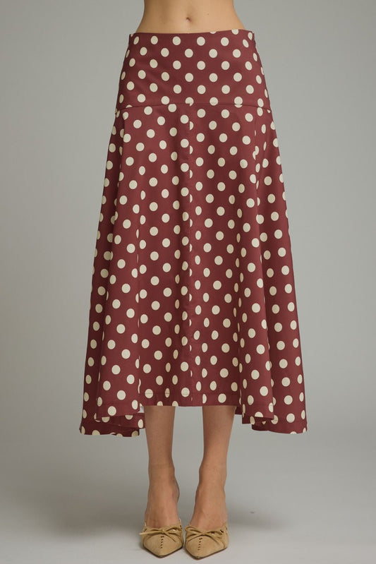 Wine Polka Dot Skirt