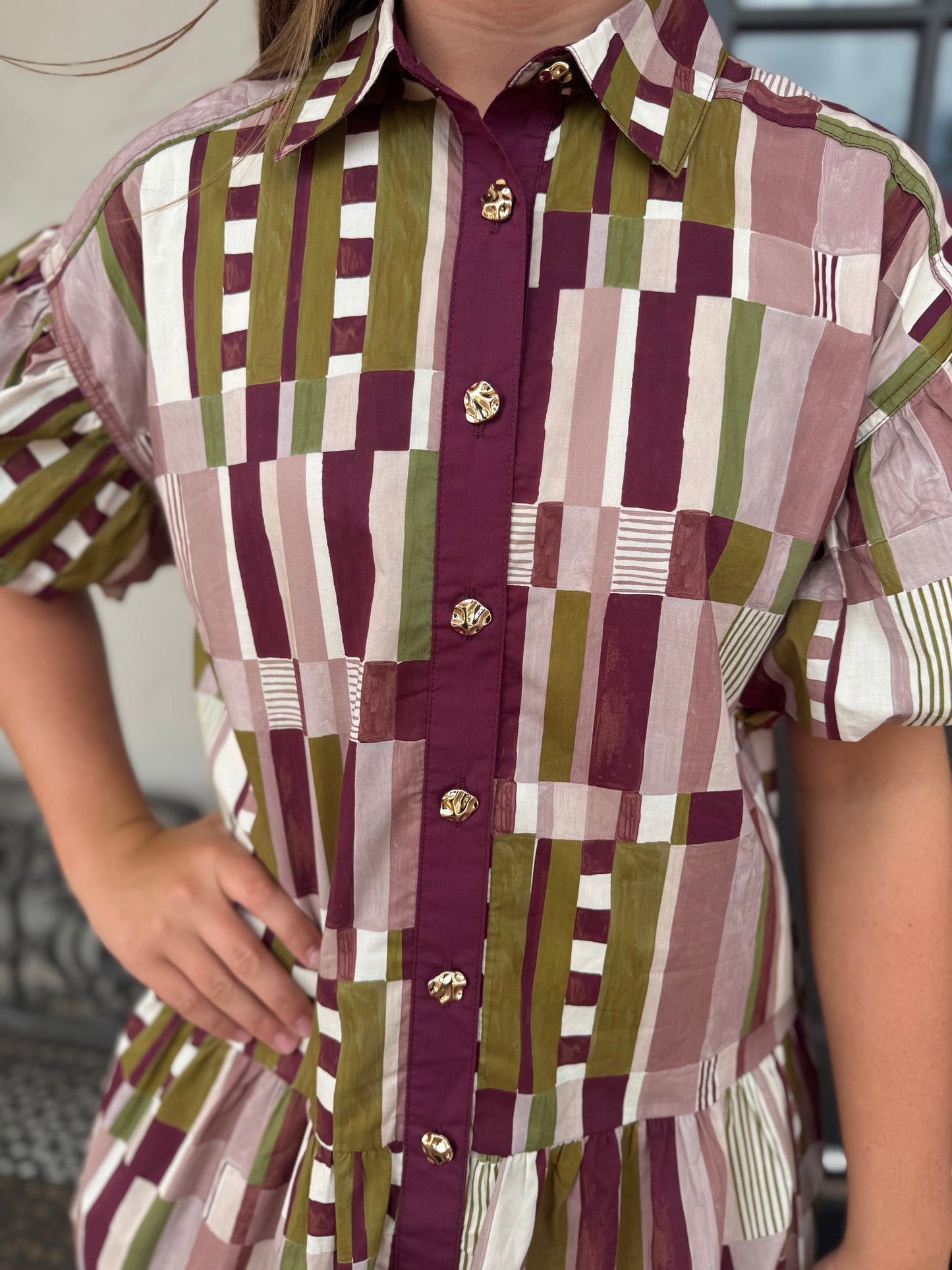 Plum Printed Mini Dress