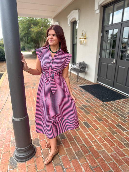 Pink Pine Stripe Dress