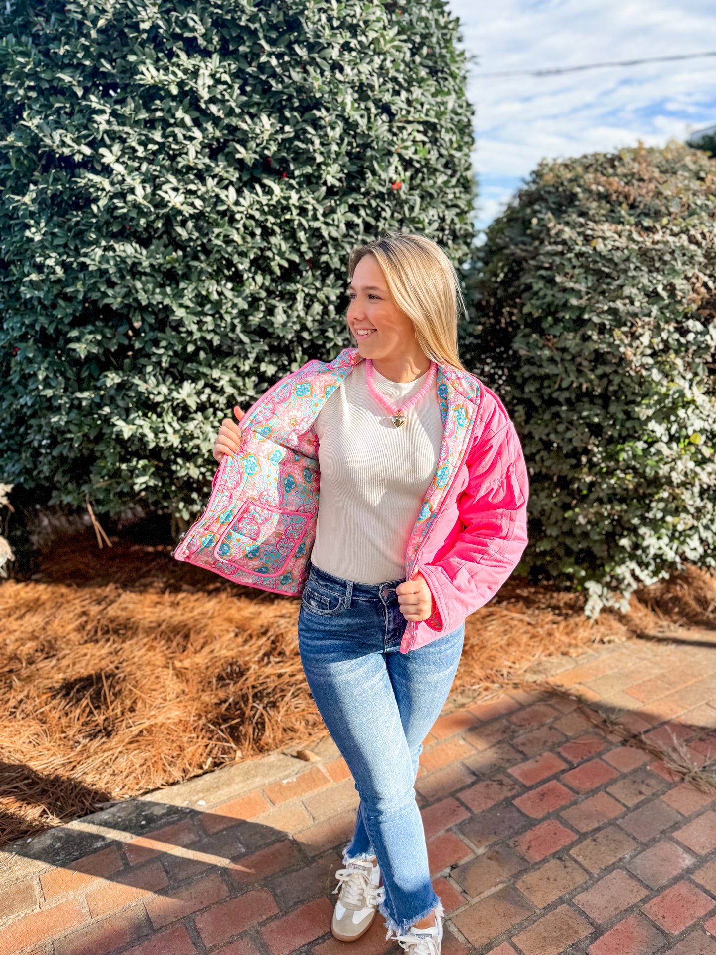 Blue & Pink Reversible Quilted Jacket