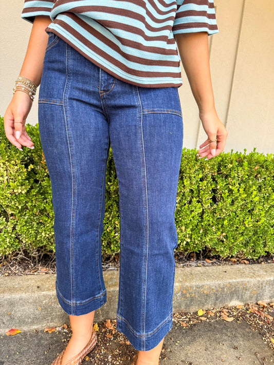 MICA Dark Denim Super Rise Wide Crop Denim