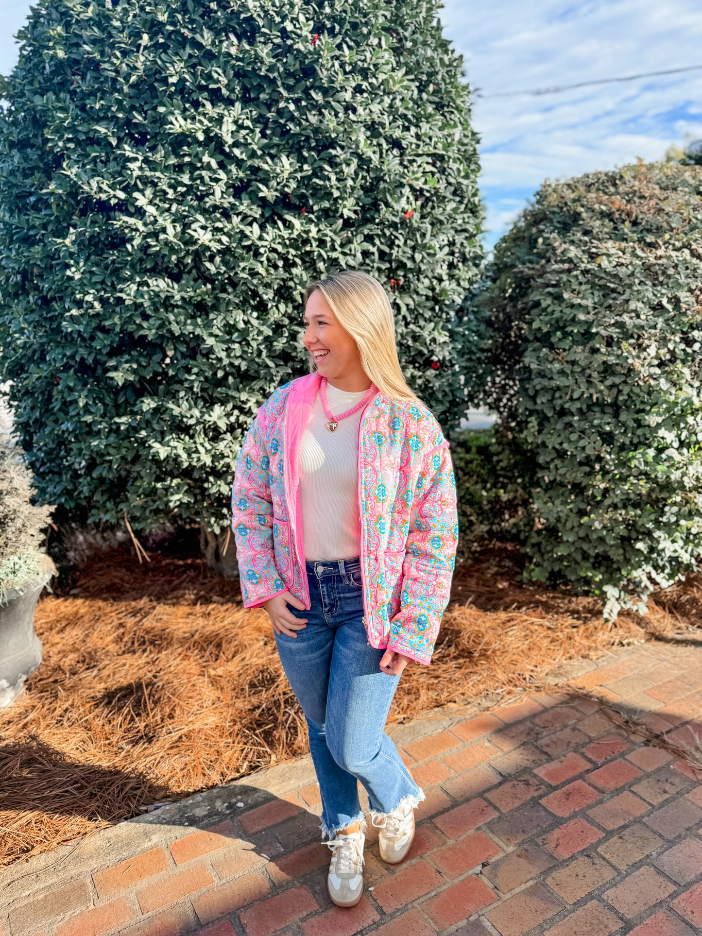 Blue & Pink Reversible Quilted Jacket