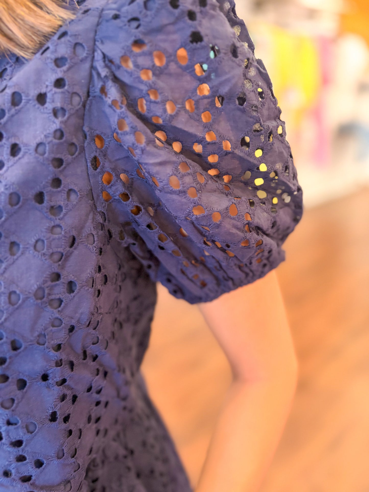 Navy Eyelet top