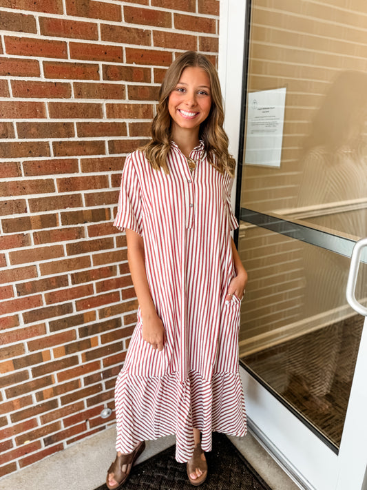 Serena Stripe Rust Dress