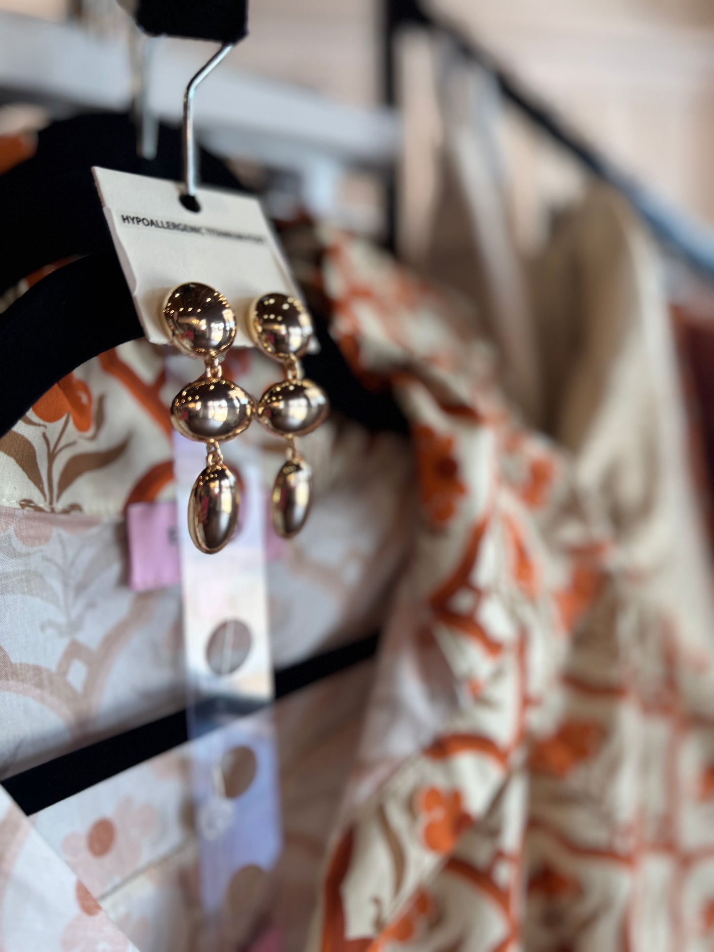 Oval and Round Gold Earrings