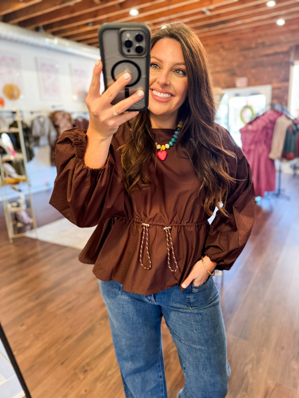 Brown Peplum Top