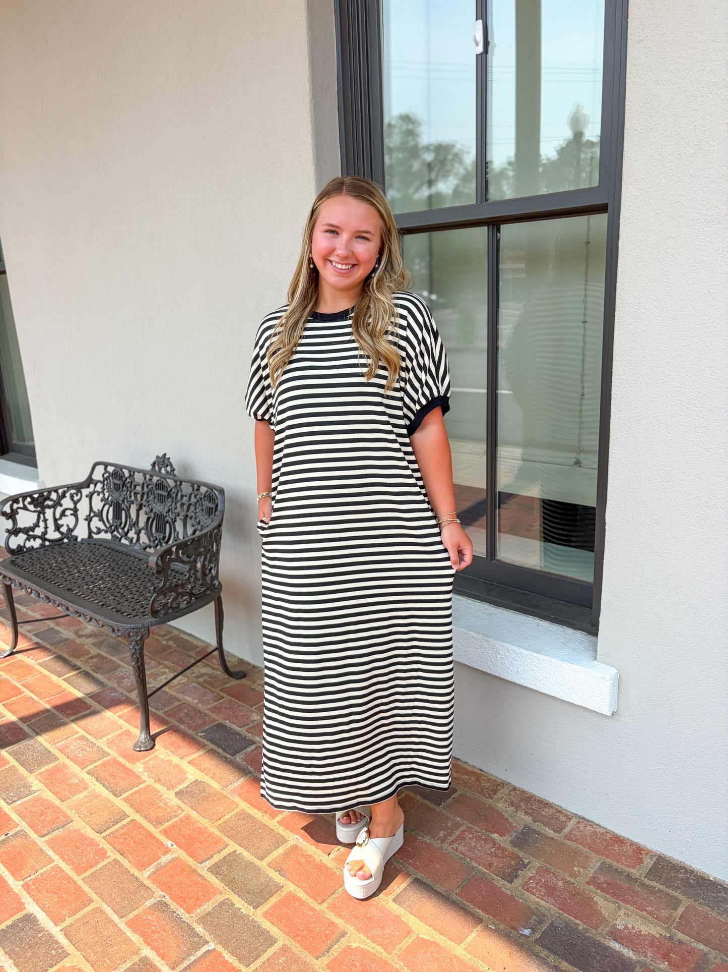 Black Stripe T-Shirt Dress
