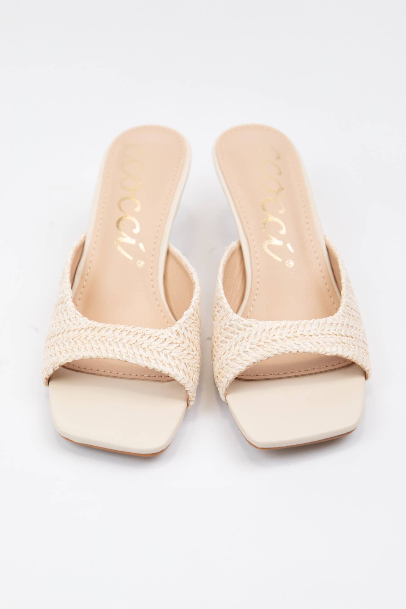 Raffia Beige Kitten Heel