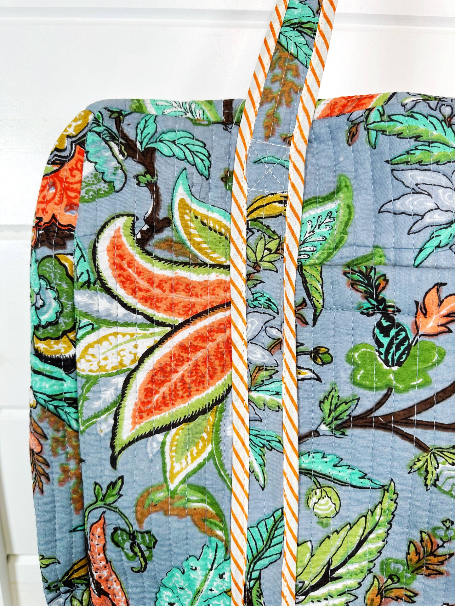 Quilted Duffle Bag | Weekender Overnight Bag | Botanical