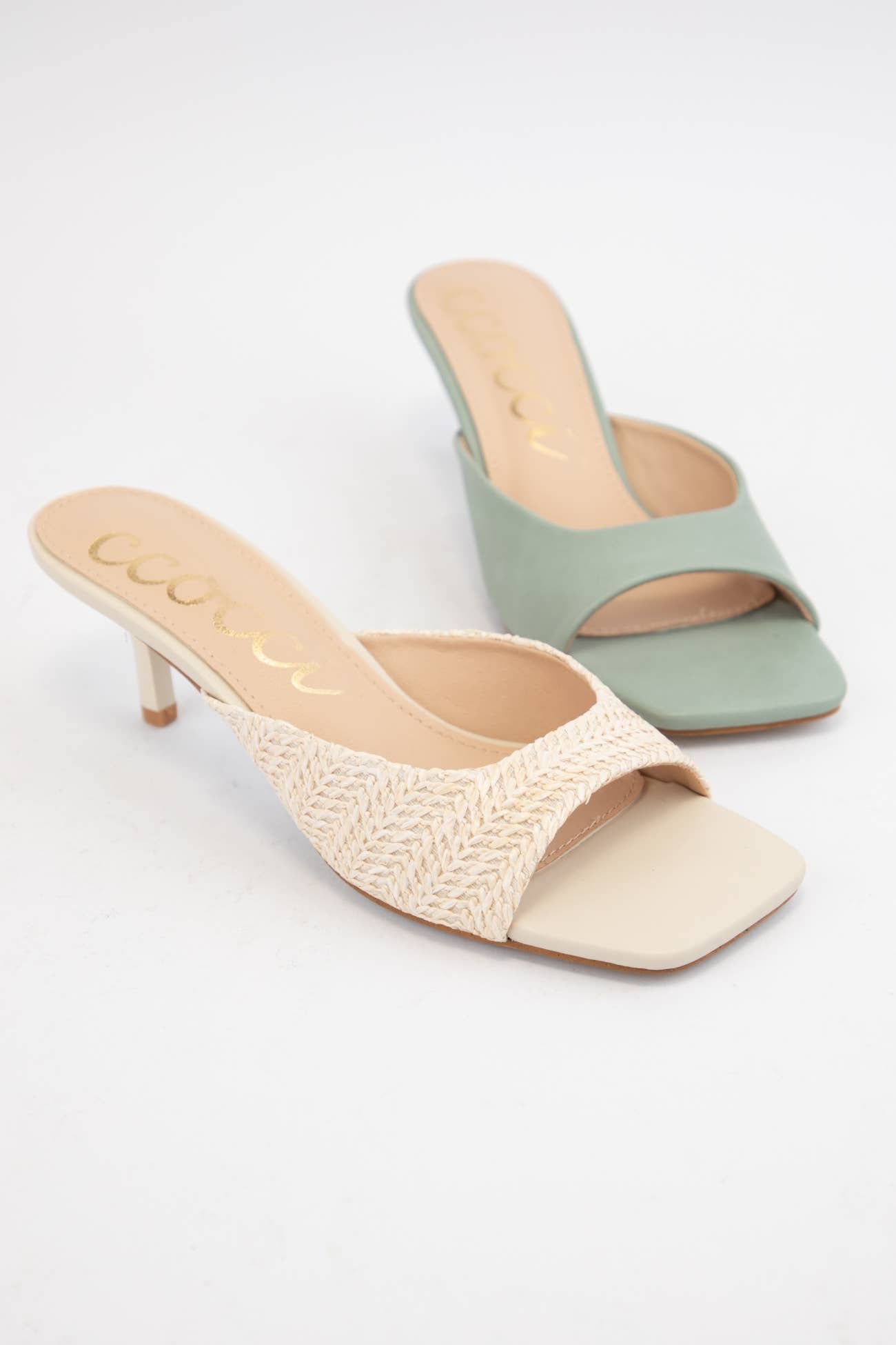 Raffia Beige Kitten Heel