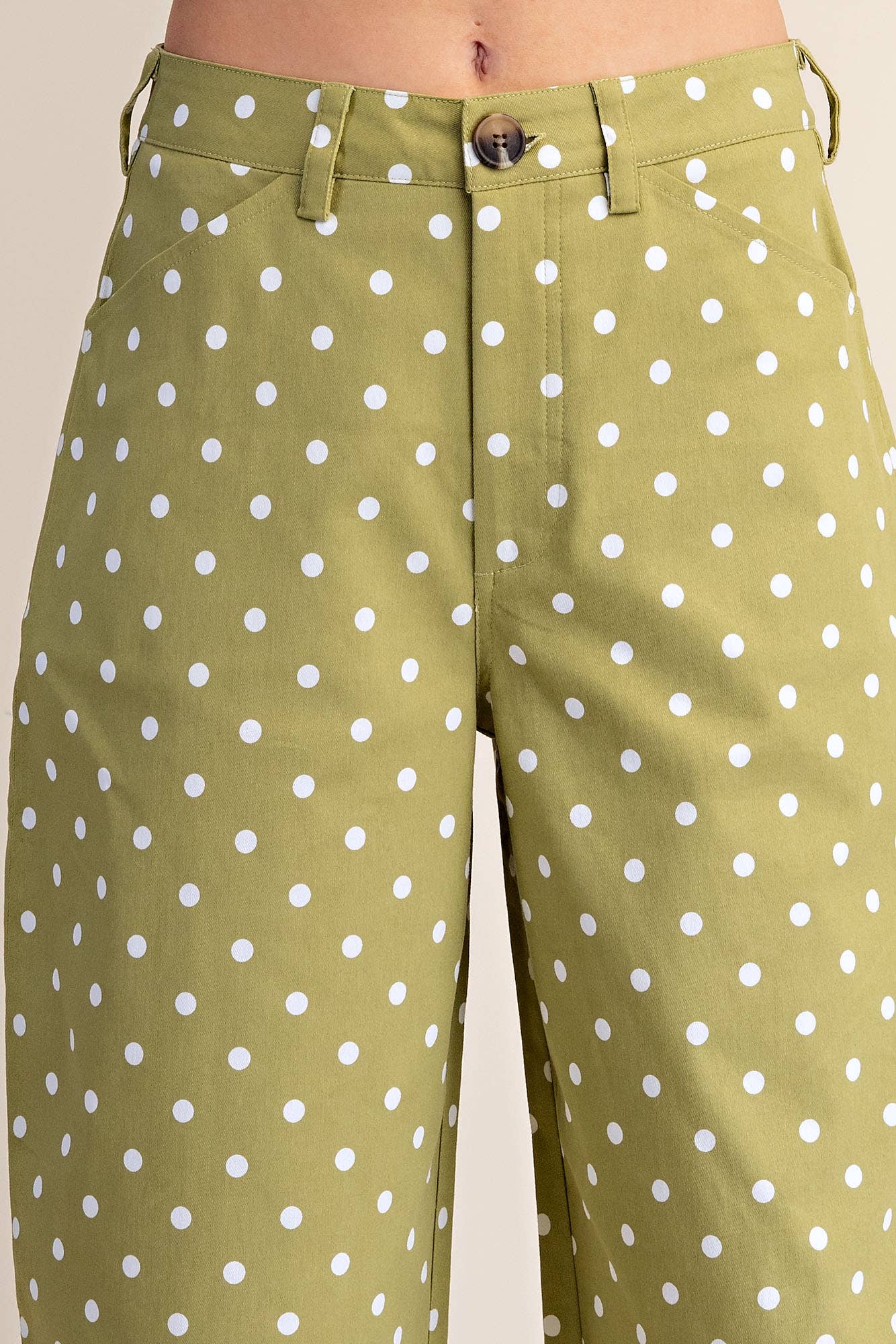 Casual Pants High Waist Barrel Leg Polka Dot Stretch