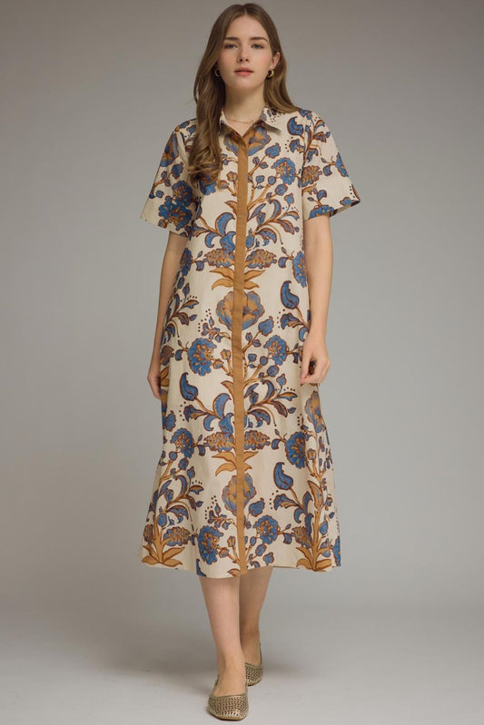 Ecru Fall Floral Dress