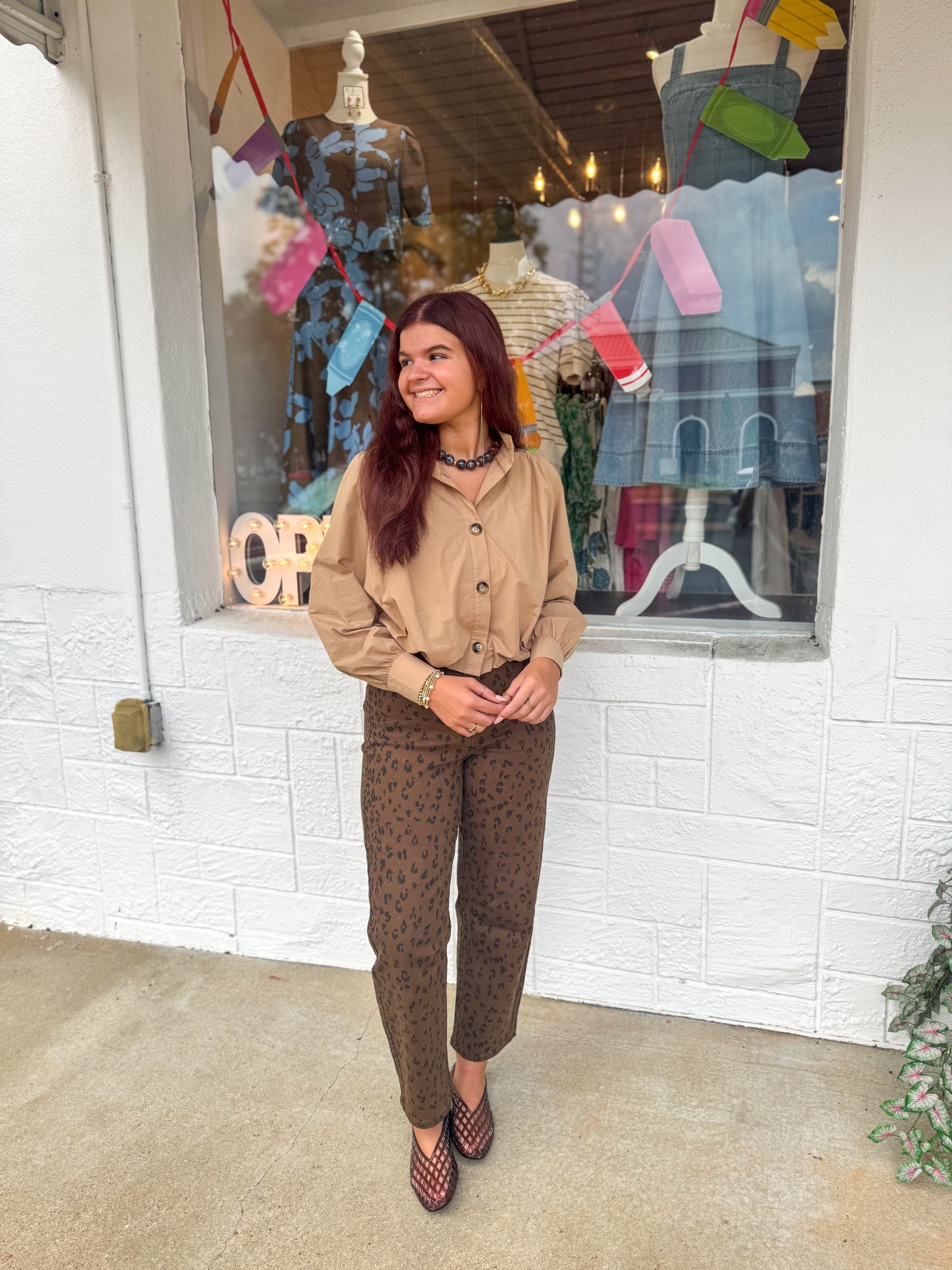 Camel Bubble Hem Top