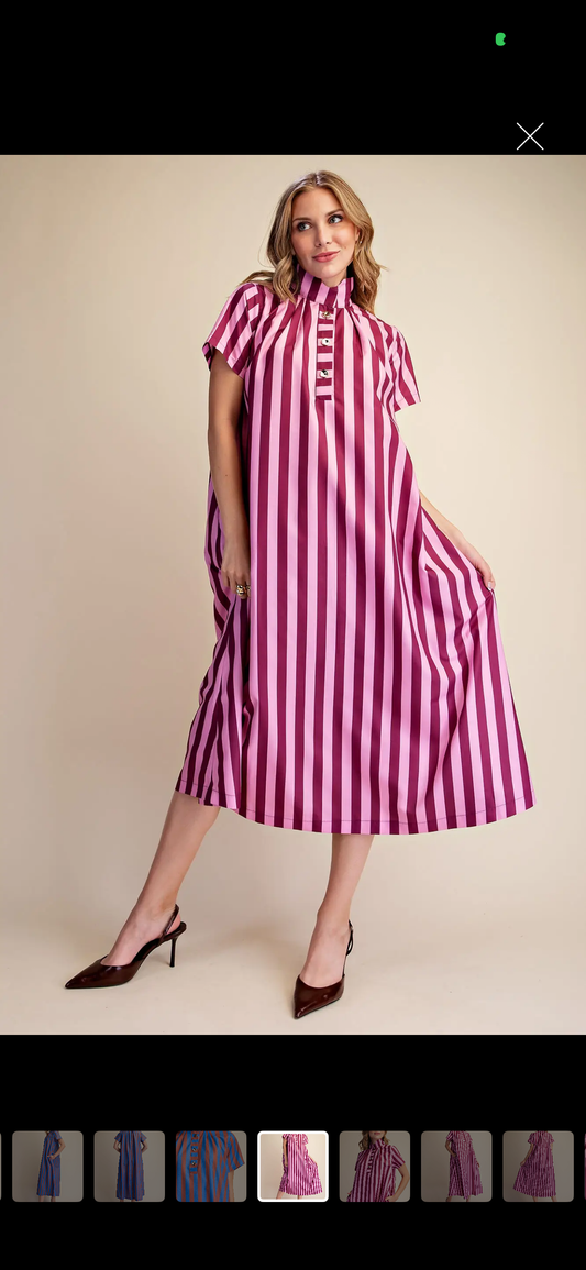 Plum Stripe Midi Dress