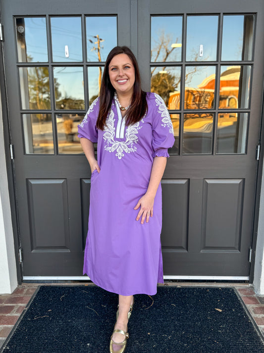 Lavender Lush Embroidered Dress