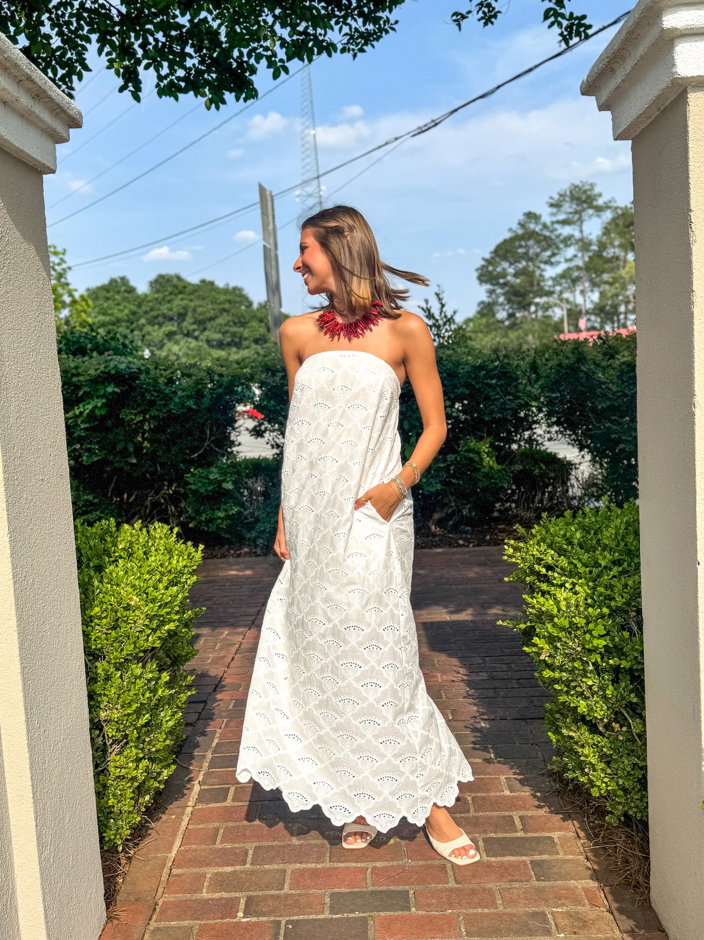 White Strapless Islet Dress