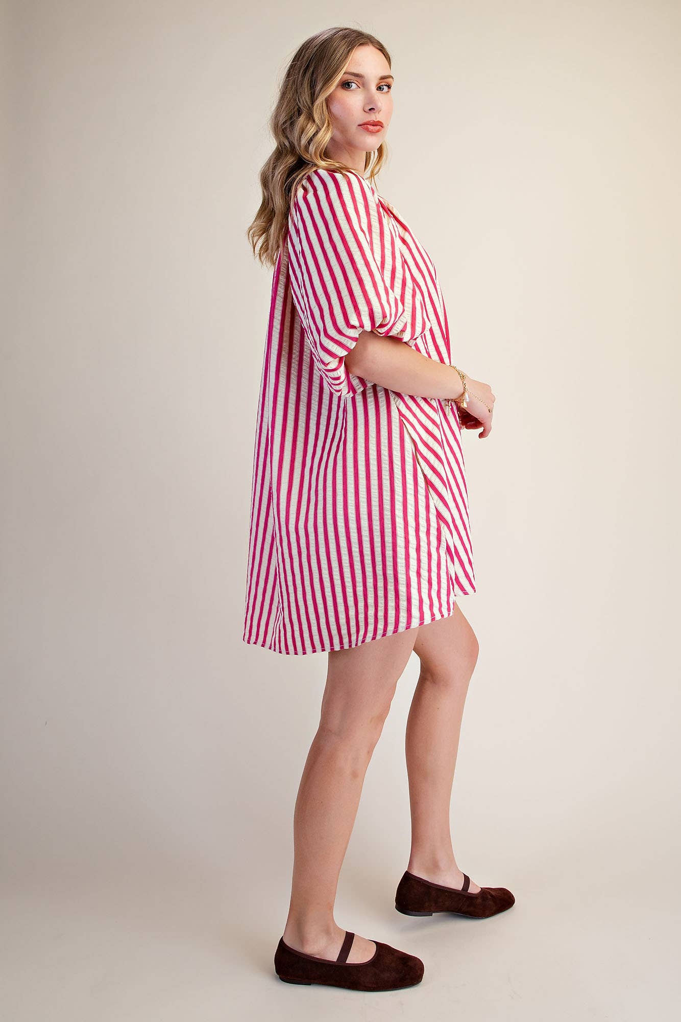 Magenta Stripe Mini Dress