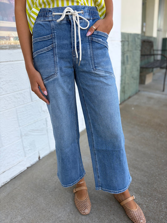 VERVET| High Rise Drawstring Jeans