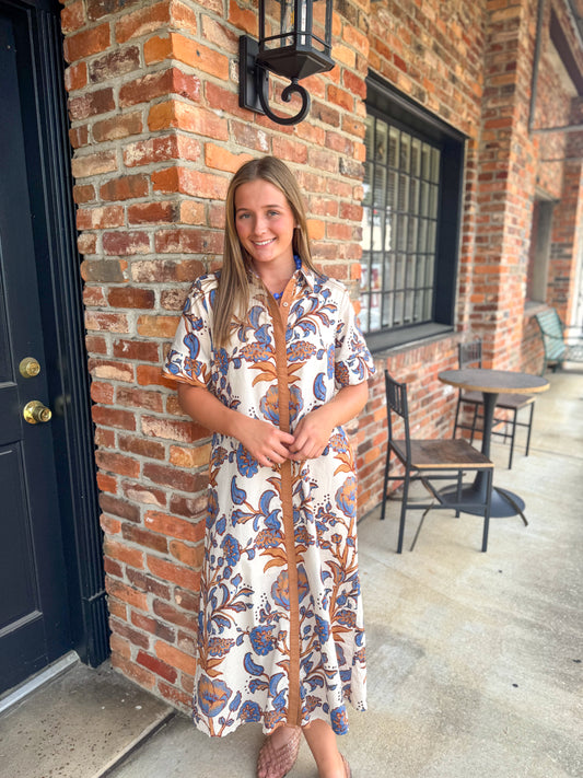 Ecru Fall Floral Dress