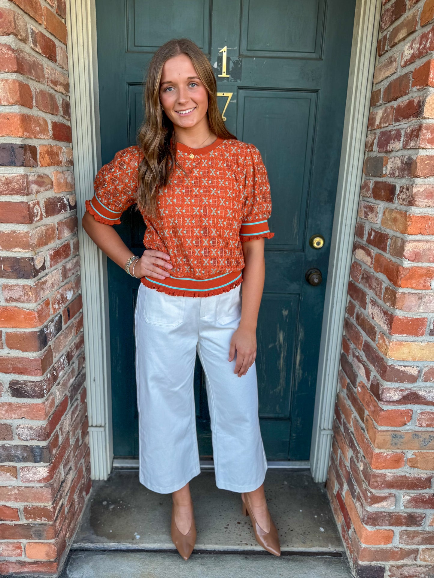 Rust Two Tone Laced Top