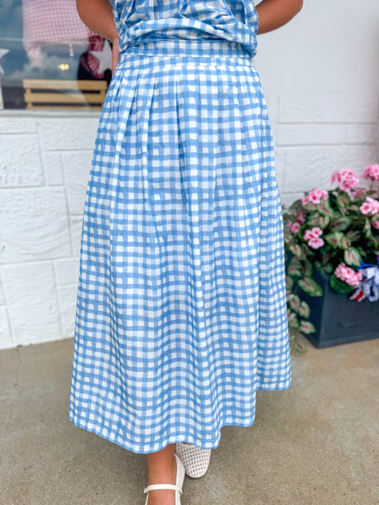 Powder Blue Gingham Skirt