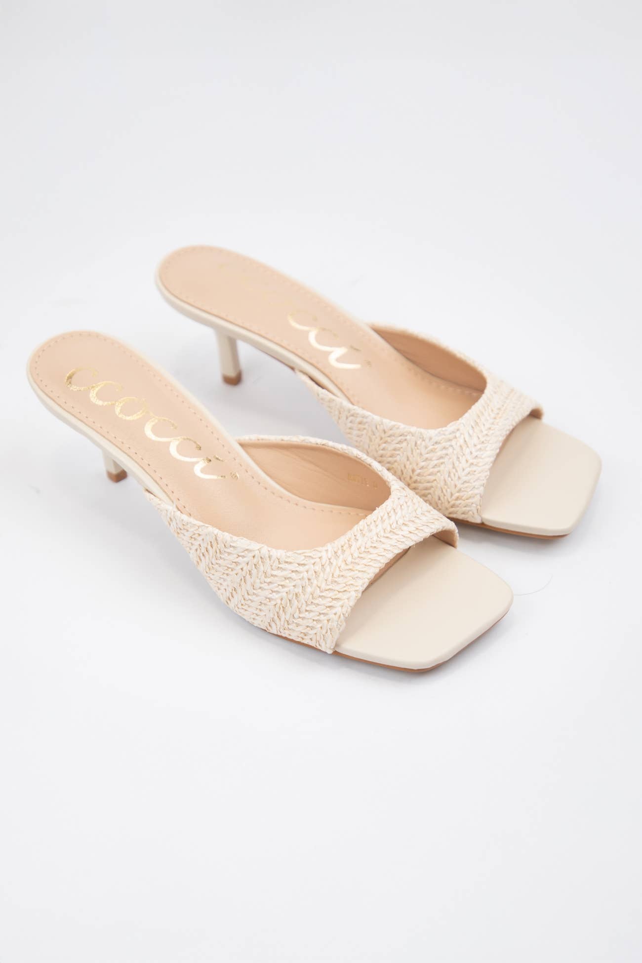 Raffia Beige Kitten Heel