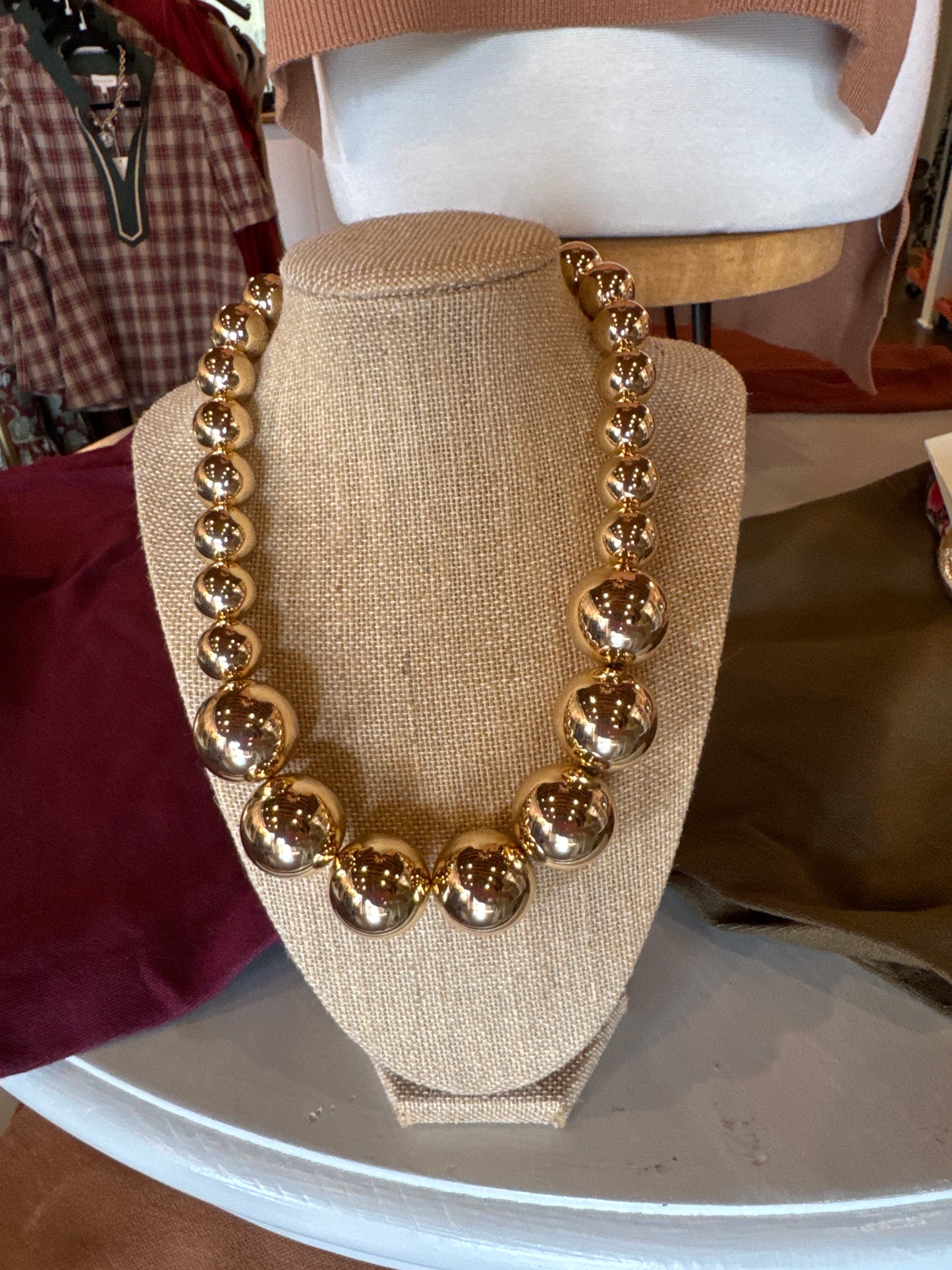 Chunky Gold Ball Necklace
