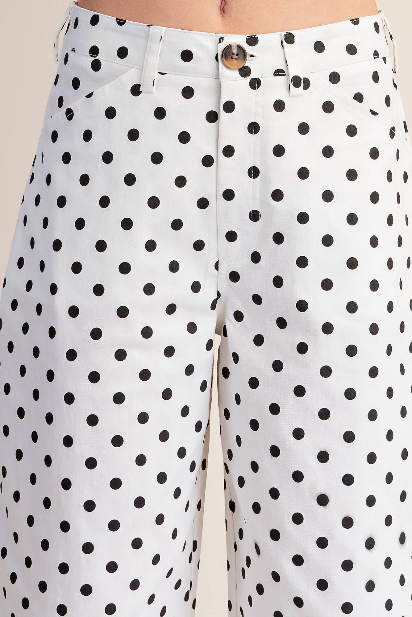 Casual Pants High Waist Barrel Leg Polka Dot Stretch