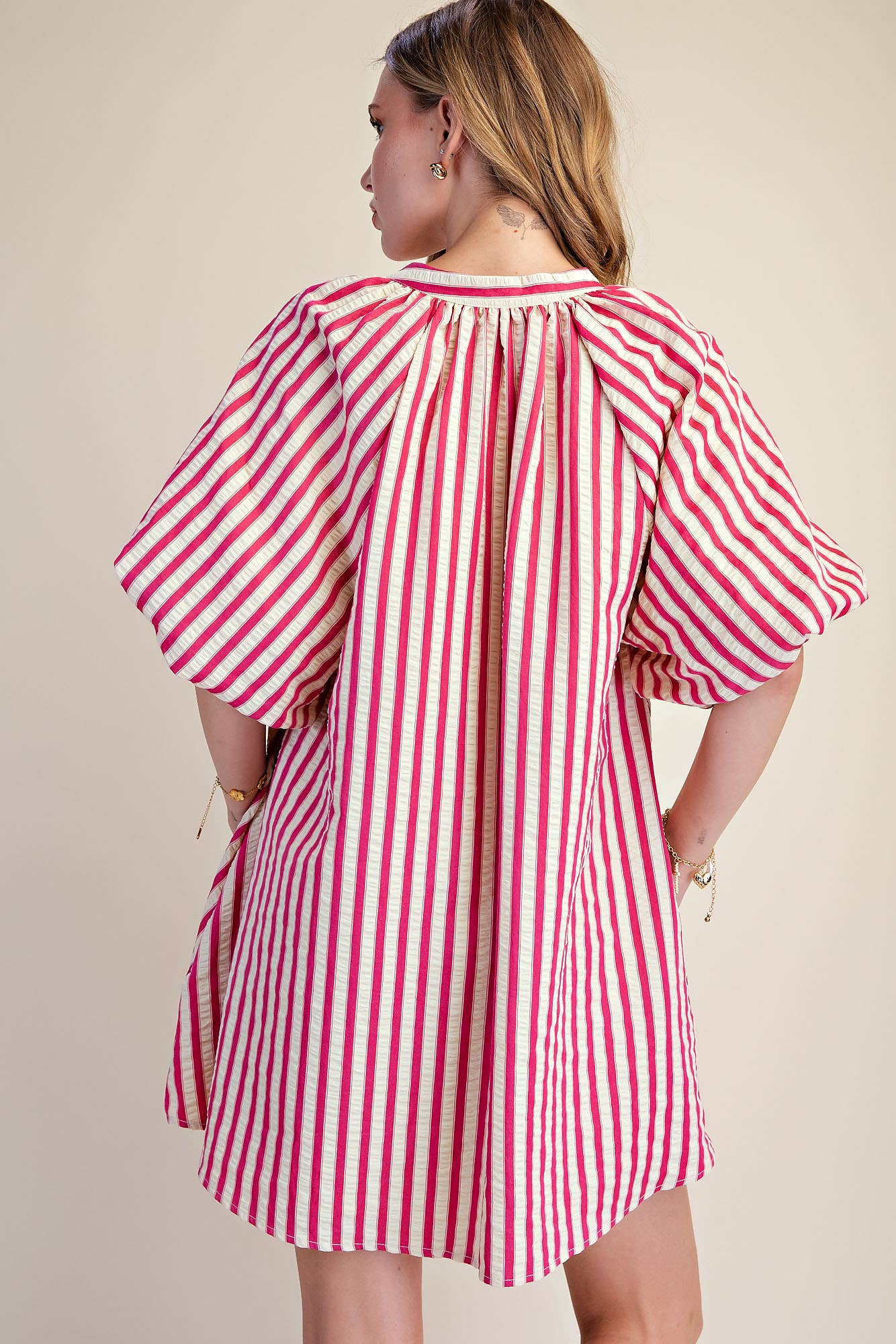 Magenta Stripe Mini Dress